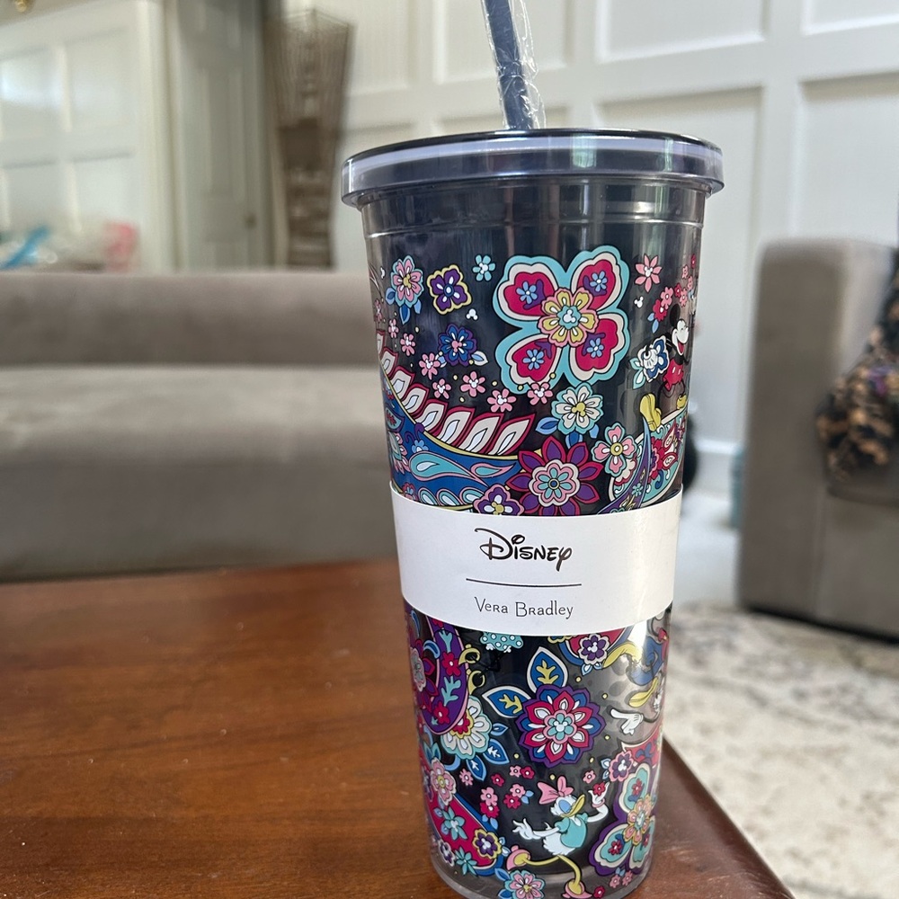 Vera Bradley sensational six Paisley double wall Tumblr with straw